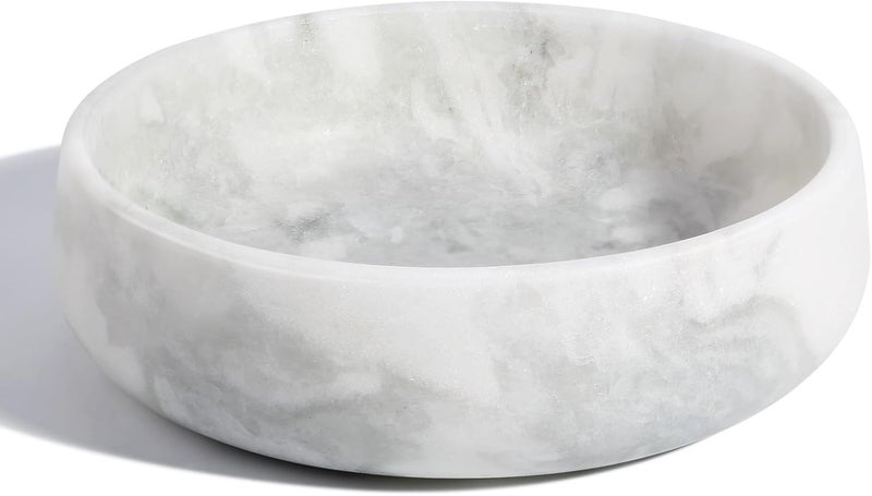karibiber White Dog Bowl, Marble Dog Food Bowl, Non-Slip Water Dish Large, Heavy Duty Pet Bowl for Large Dogs, African Natural Marble, Holds 6 Cups(6lbs) - Image 1